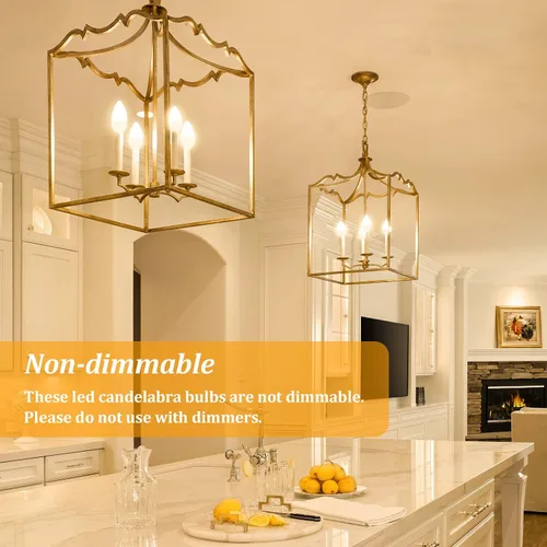 Vista 5 de Bombillas Brightever de candelabro E12 LED, equivalentes a 40 vatios, 4 W, blanco cálido 2700 K, bombillas para ventiladores de techo, luces de vela