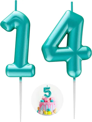 Vista 172 de Vela Azul Número 15 de Cumpleaños Velas 3D de Número para Pastel de Cumpleaños Decoración de Fiesta de Cumpleaños Suministros para Boda