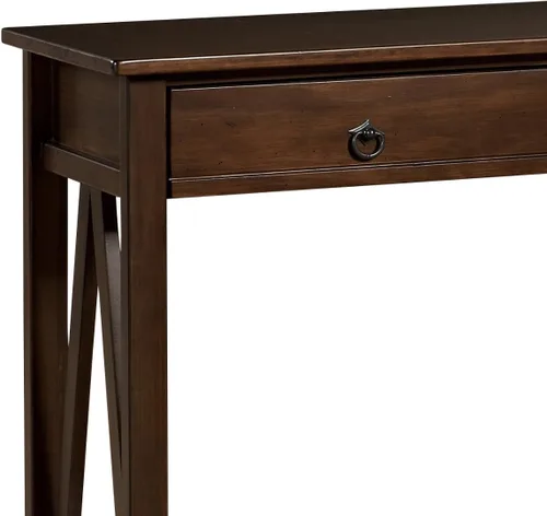 Vista 15 de Mesa de consola Linon, modelo Titian, en color tabaco antiguo