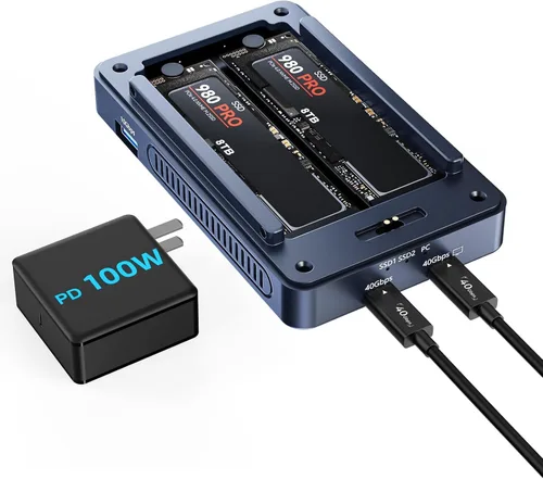 Vista 11 de ACASIS Carcasa SSD M.2 NVMe de 40 Gbps, con ventilador de refrigeración, TBU 405 para M1 M2 Pro/Max, compatible con USB4/USB3.2/3.1/3.0/2.0, soporte