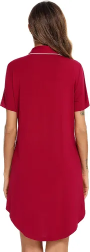 Vista 5 de Pjmlifecoco Camisón para mujer, con botones, manga cortalarga, suave modal, ropa de dormir S-XXL