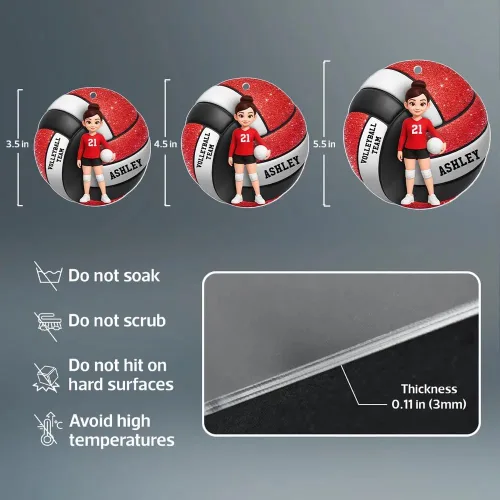Vista 6 de NONI Adorno de efecto 3D personalizado para jugador de voleibol, regalo único para amantes del voleibol, jugadores y amigos, recuerdo de decoración
