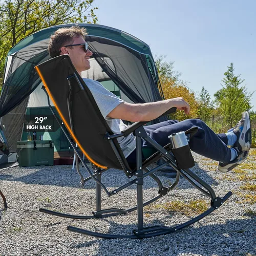 Vista 2 de Portal Silla mecedora plegable de gran tamaño portátil para acampar 400 1p-tela negro
