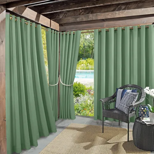 Vista 13 de Panel de cortina con ojales Sun Zero Marina para interior/exterior con protección UV y eficiencia energética, 54 x 95 pulgadas, cuarzo rosa