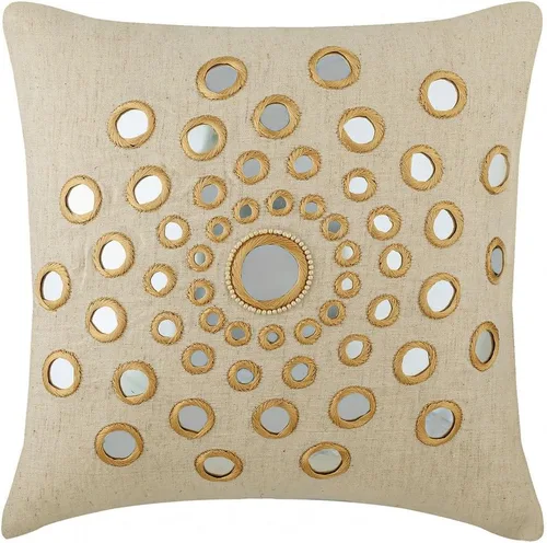 Vista 11 de HomeCentric Funda de almohada geométrica beige, 12 x 12 pulgadas, cuadrado de lino y algodón, círculos contemporáneos de Pascua, círculo de la vida