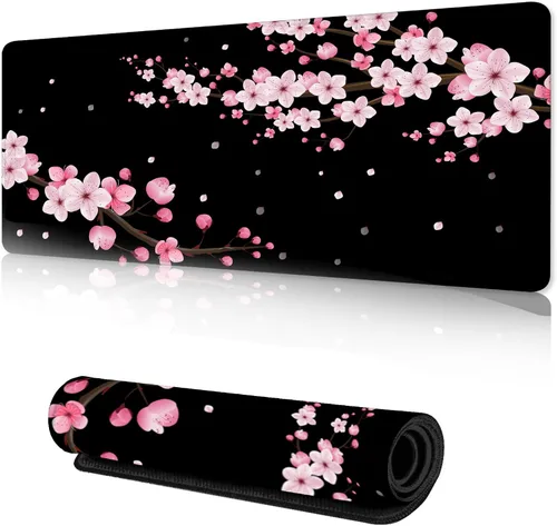 Vista 10 de Alfombrilla de mouse para juegos con textura de mármol, alfombrilla de escritorio con hojas de esmeralda, alfombrilla de mouse extendida XXL