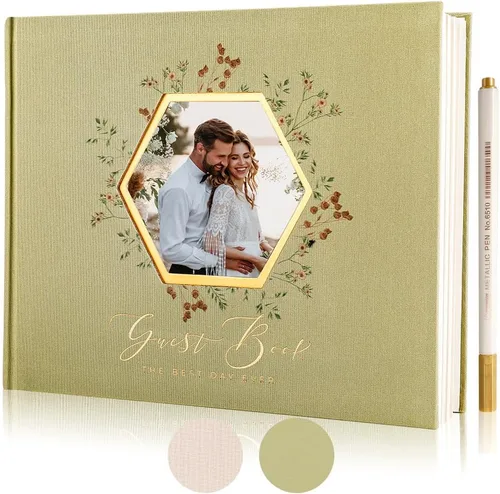 Vista 11 de Libro de invitados de boda, Libro de invitados para recepción de boda, Libro de invitados Polaroid para boda de 100 páginas en papel con tapa dura