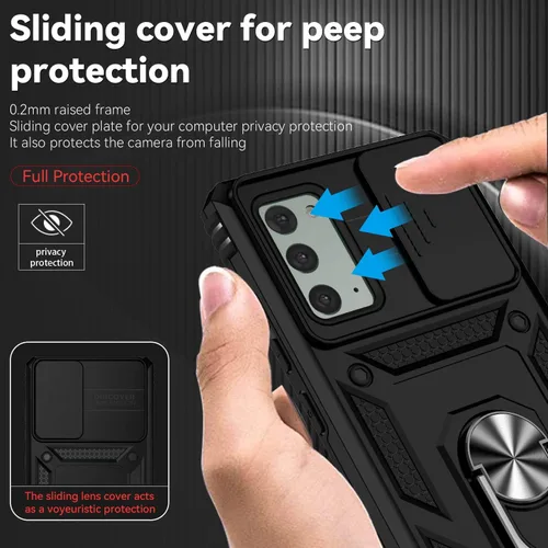 Vista 7 de Asuwish Funda de teléfono para Samsung Galaxy Note 20 5G con cubierta deslizante para cámara de vidrio templado, protector de pantalla de vidrio