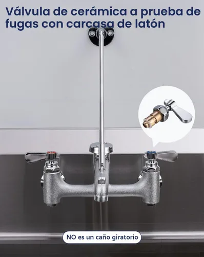 Vista 6 de Grifo de fregadero de fregona comercial de 8 centros con soporte Estilo estándar.