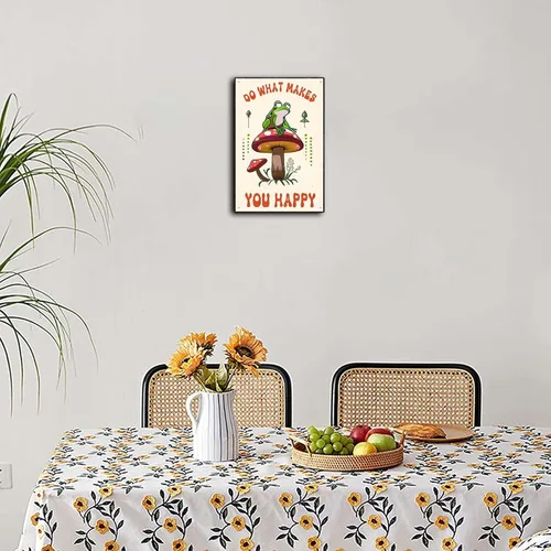 Vista 3 de xitangyouyu Letrero de metal con texto en inglés "Do What Makes You Happy Happy Funny Halloween Frog Mushroom Metal Tin Decoration" para decoración
