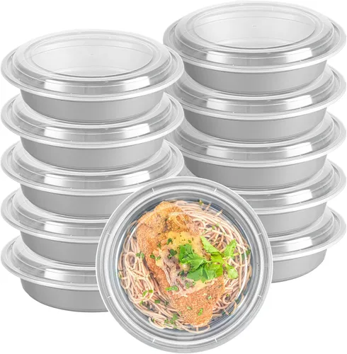 Vista 18 de Asporto - Cajas para llevar de 16 onzas, 50 recipientes de alimentos para llevar para microondas, tapas de plástico transparente incluidas, no Negro