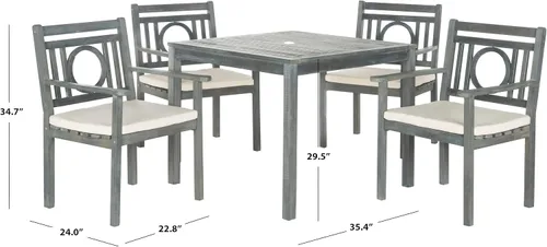 Vista 2 de SAFAVIEH Outdoor Living Collection Montclair - Juego de comedor de 5 piezas