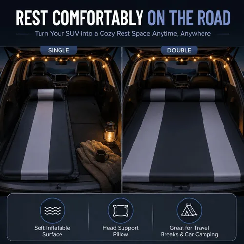 Vista 4 de Colchón inflable para Geely Monjaro SUV, cama de aire para automóvil con almohada para viajes de campamento, almohadilla de dormir portátil de carga