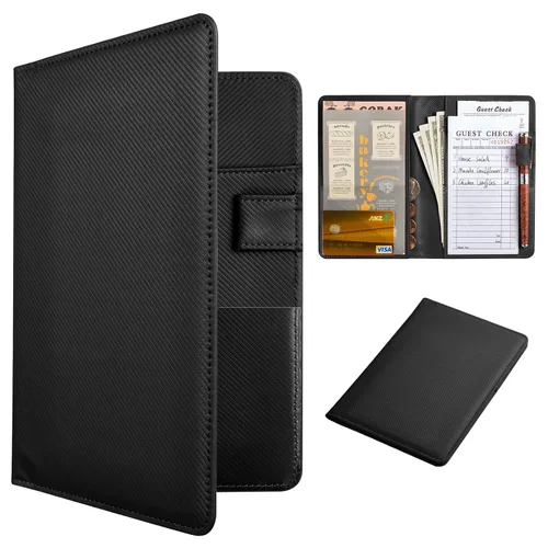 Vista 61 de CoBak Libreta para servidores de alta calidad: organizador de cartera de camarero de 5.12 x 7.91 pulgadas en piel auténtica, con 8 bolsillos