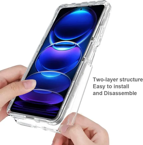 Vista 4 de Funda para Redmi Note 12 5G, Poco X5 5G 22111317PG con protector de pantalla de vidrio templado, protección de cuerpo completo transparente 360 duro
