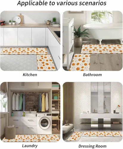 Vista 6 de Tapete de baño para bañera, antideslizante, de secado rápido y absorbente, de tierra de diatomeas, para fregadero de cocina, lavable, color naranja