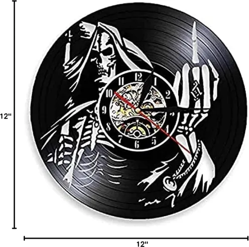 Vista 6 de Reloj de pared con luz LED de dedo medio para pared, disco de vinilo, regalo para los amantes de 12 pulgadas (11.8 in)