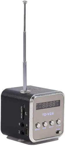 Vista 5 de Mini altavoz portátil reproductor de música, radio FM, altavoz estéreo, soporte para tarjeta TF y disco U, diseño breve, mini altavoz perfecto