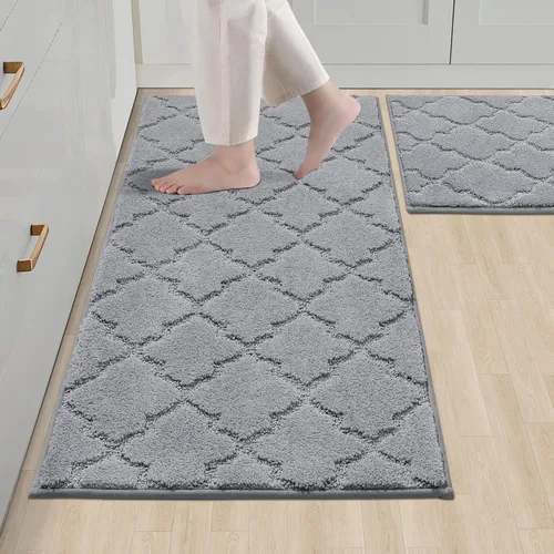 Vista 46 de COSY HOMEER Alfombras suaves de cocina [2 piezas] para el frente del fregadero súper absorbentes, tapetes y tapetes de cocina de 20 x 30 pulgadas/20