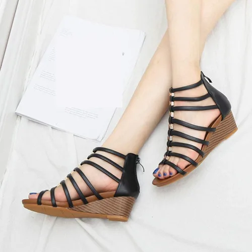 Vista 2 de SO SIMPOK Sandalias de cuña cómodas para mujer, estilo retro, para verano, playa, suaves