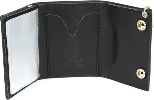 Vista 6 de Milwaukee Leather Billetera de cuero genuino para hombre con cadena de acero inoxidable antirrobo