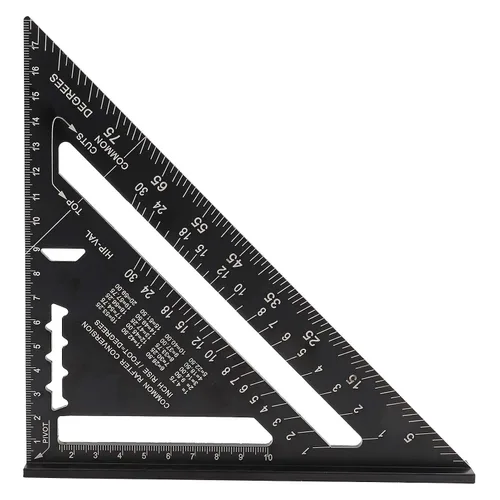 Vista 3 de Transportador de ángulo triangular de aleación de aluminio, herramienta de diseño de 7 pulgadas, herramienta de regla métrica de medición de diseño