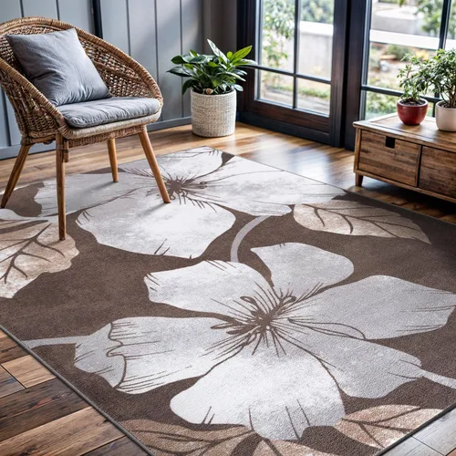 Vista 10 de CAMILSON Solana - Alfombra moderna con diseño floral de 2 x 3 pies, antideslizante y parte trasera de goma, negro - flores grises, alfombra