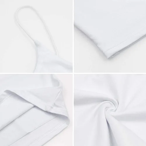 Vista 74 de Amilia - Camiseta básica de tirantes delgados para mujer (doble capa)