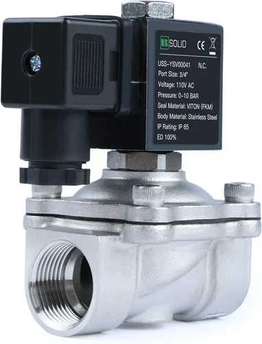Vista 9 de U.S. Solid Válvula solenoide de latón de 1/2" -110V 120V AC, normalmente cerrada, válvula eléctrica de 10 bar para agua, aire, diesel