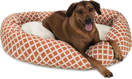Vista 8 de Cama para perro de bagel Sherpa de bambú negro de 24 pulgadas