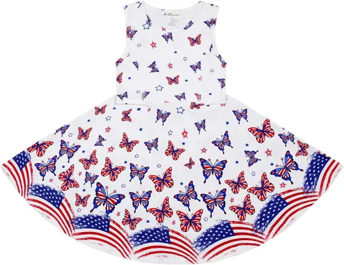 Vista 3 de LaBeca - Vestido sin mangas o de manga larga para niñas, vestidos informales con diseño de unicornio o sirena para niñas pequeñas o grandes