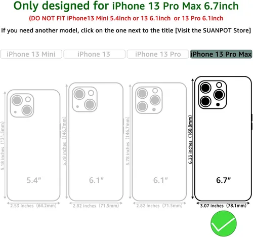 Vista 2 de SUANPOT Funda tipo cartera para iPhone 13 Pro Max 6.7 5G con bloqueo RFID, tarjetero y tarjetero, de piel sintética, a prueba de golpes, para Apple