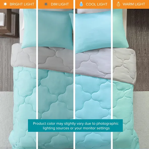 Vista 3 de Comfort Spaces Vixie Juego de Edredón Reversible - Cubierta Acolchada Geométrica Casual de Moda, Ropa de Cama Acogedora Alternativa de Plumón