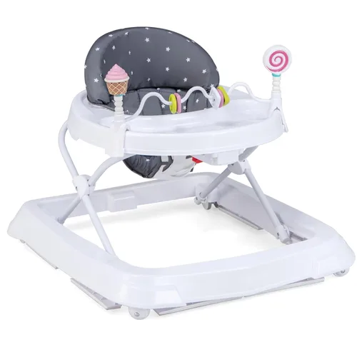 Vista 13 de HONEY JOY Andador de bebé, juguete plegable para empujar sentado y caminar detrás con ruedas, piano interactivo y pedantes, altura y velocidad Azul
