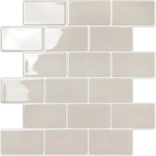 Vista 8 de STICKGOO - Azulejos de metro blancos para despegar y pegar, azulejos adhesivos para cocina (paquete de 1, diseño más grueso)