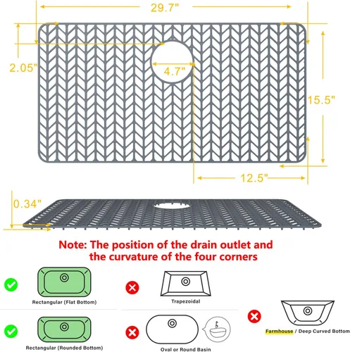 Vista 68 de Protectores de fregadero de cocina de 12 x 11 y 13 x 11 pulgadas, protectores de silicona para fregadero de cocina para la parte inferior del Gris