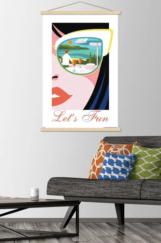 Vista 2 de Trends International The White Lotus - Póster de pared Let's Fun, 22.37 x 34.00 pulgadas, paquete de impresión premium y colgador de madera de haya