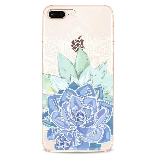 Vista 6 de Funda compatible con iPhone 14 13 Pro Max 12 Mini 11 Xs X 8 Plus Xr 7 SE 6s 5 Plant Floral Flowers Phone Teen Slim Boho Cute Girls Print Blue Design