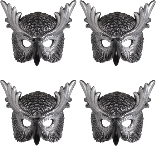 Vista 12 de whitefeather Máscara decorativa de búho, media cara, accesorio de disfraz de Halloween