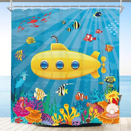 Vista 12 de Riyidecor Ocean Turtle Bible Verse Rustic Navy Bathroom Shower Curtain Set