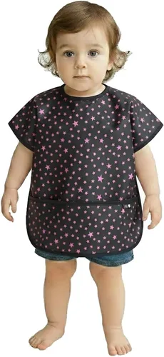 Vista 16 de Plie Short Sleeve Waterproof Bib for Toddlers – Easy Clean Feeding Apron for Mealtime, Daycare, Self-Feeding, Lightweight