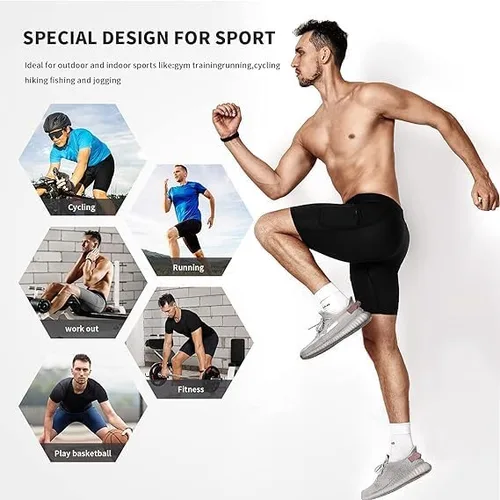 Vista 7 de Niksa Paquete de 5 pantalones cortos de compresión para hombre, ropa interior de compresión de elastano, pantalones cortos para correr