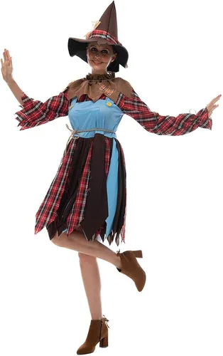 Vista 5 de EraSpooky Disfraz de espantapájaros para mujer con sombrero