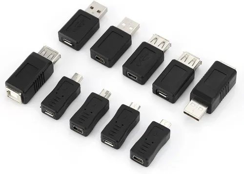 Vista 4 de Kit de adaptador USB de 40 piezas, mini cambiadores, convertidores, conectores USB macho a hembra micro USB