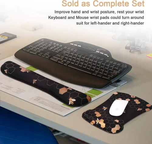 Vista 6 de iCasso - Alfombrilla de ratón ergonómica con reposa muñecas y reposamuñecas para teclado de computadora, de espuma viscoelástica, es más fácil