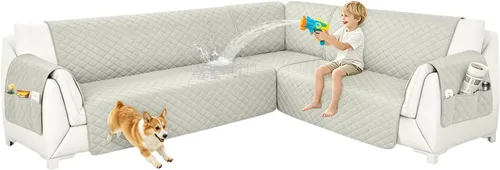 Vista 51 de Fundas para sofá modular, impermeables, 6 piezas, fundas de sofá en forma de L, lavables, antideslizantes, fundas para sofá seccional, suaves