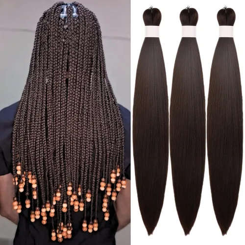 Vista 50 de Cabello trenzado para niños preestirado de 16 pulgadas, color negro para niños, trenzas sin nudos