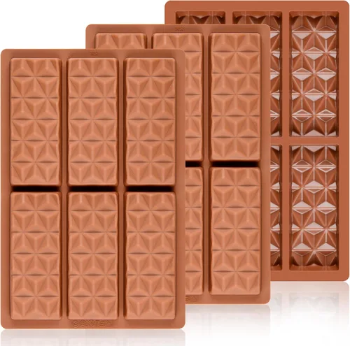 Vista 9 de 2 moldes de barra de chocolate de silicona profunda grandes moldes de chocolate se rompen en forma de pirámide, moldes gruesos para barra de caramelo