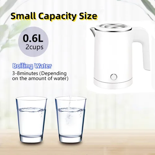Vista 3 de Hervidores Eléctricos Pequeños de Acero Inoxidable para Hervir Agua, 0.6L Hervidor Mini de Viaje Calentador de Agua Caliente, Hervidor Portátil