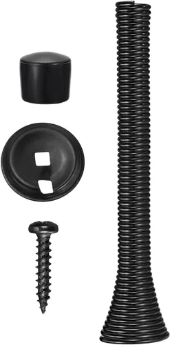 Vista 4 de uxcell 6 topes de puerta de resorte, tope de puerta flexible de 3-3/4 pulgadas con parachoques de goma y tornillos para proteger la parte inferior